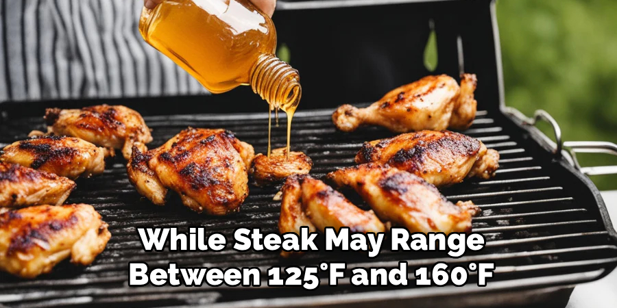 While Steak May Range Between 125°F and 160°F
